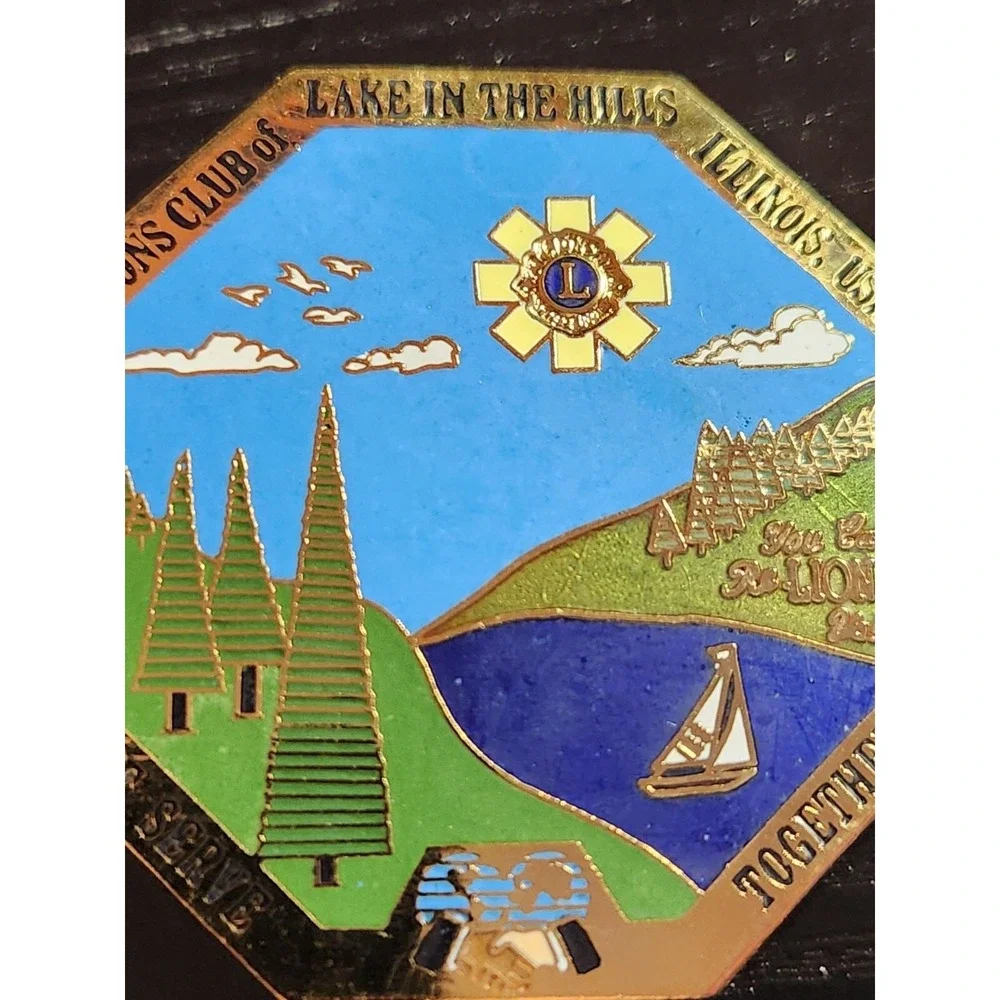 Lions Club Lake In The Hills Illinois USA District 1J Charter 1965 Octagon Pin